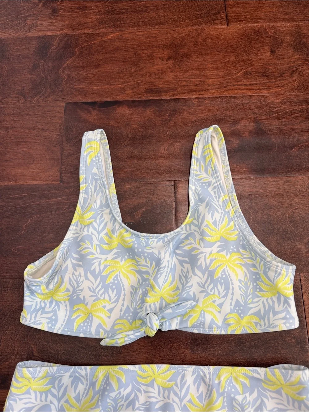 Old Navy Girls 3-piece Swimsuit Bathing Suit Bikini Set Tropical Palm Tree Print